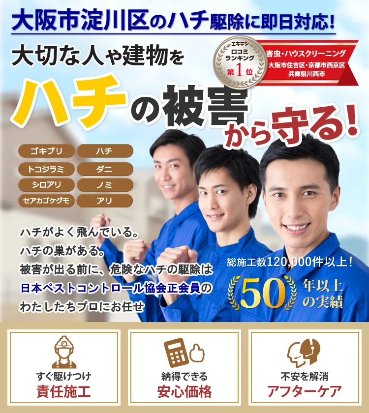 大阪市淀川区のハチの巣駆除ならトータルクリーン