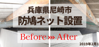尼崎市・工場の防鳩ネット施工の事例　