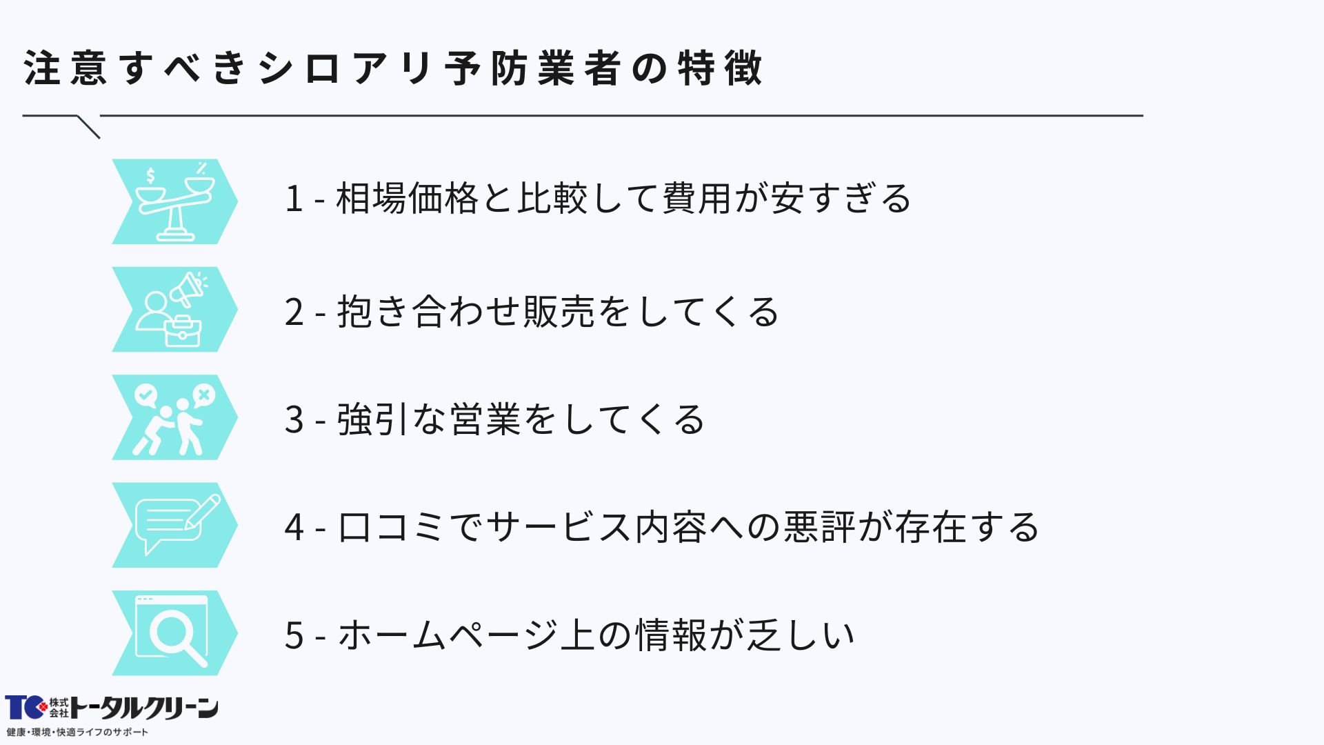 注意すべきシロアリ予防業者の特徴