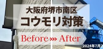 大阪府堺市南区・屋根のコウモリ対策　高所作業車使用の事例の駆除