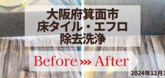 大阪府箕面市・床タイル　エフロの除去洗浄の事例