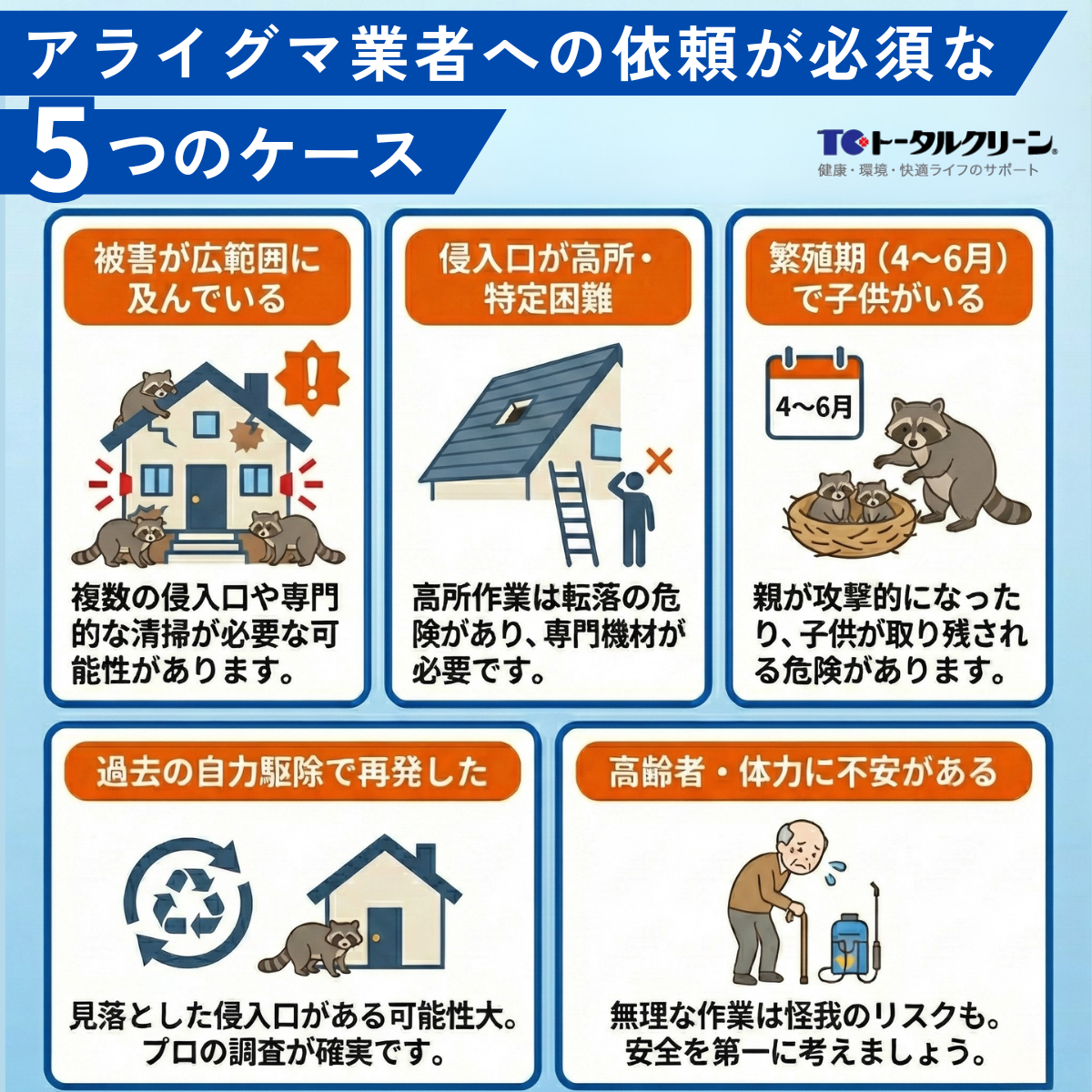 アライグマ業者への依頼が必須なケース