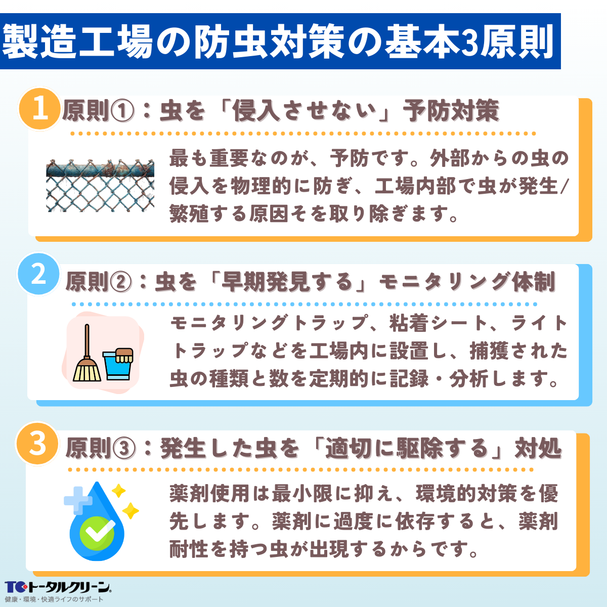 製造工場の防虫対策の基本3原則