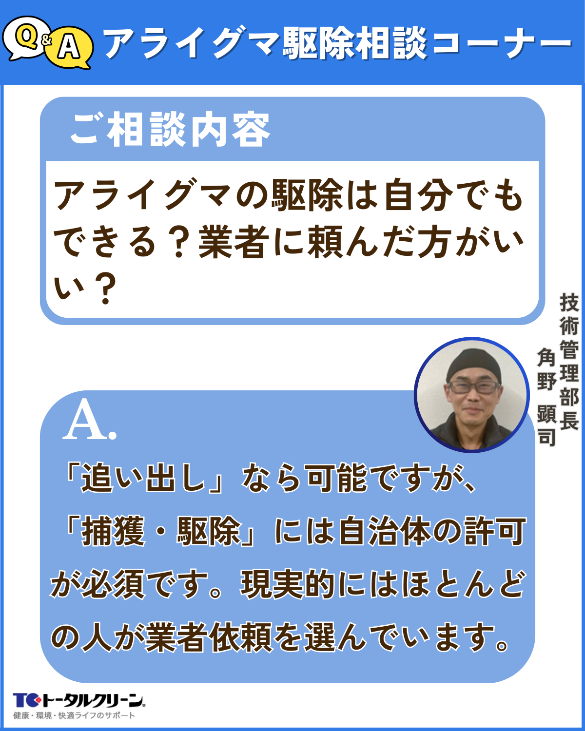 Q アライグマの駆除は自分でもできる？業者に頼んだ方がいい？