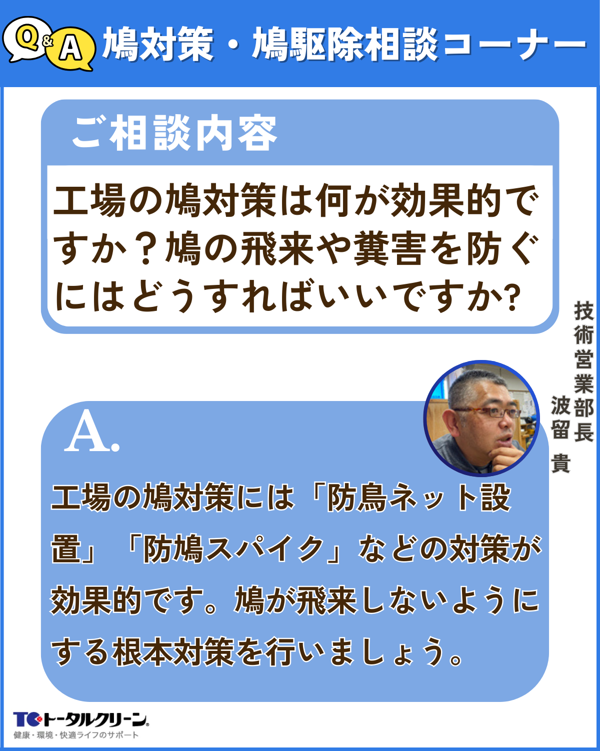 Q 工場の鳩対策は何が効果的ですか？鳩の飛来や糞害を防ぐにはどうすればいいですか