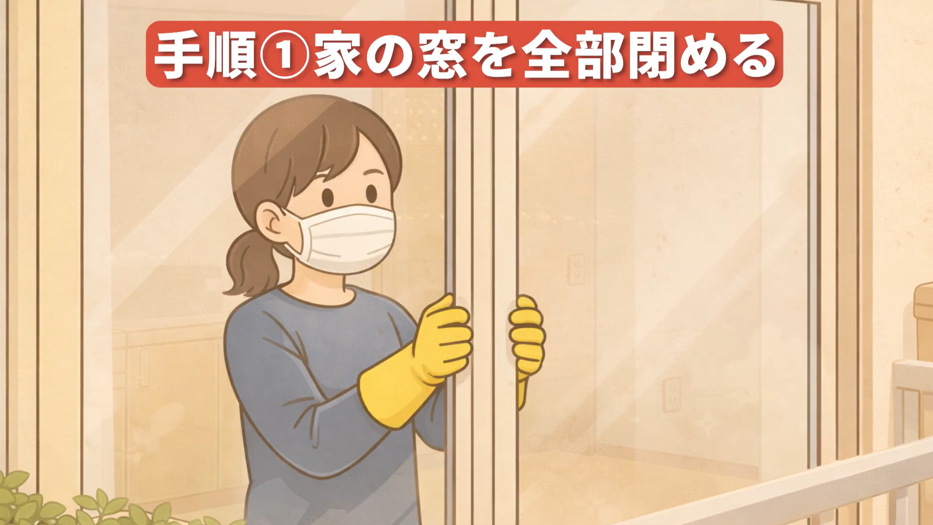 鳩の巣駆除手順1：家の窓を全部閉める