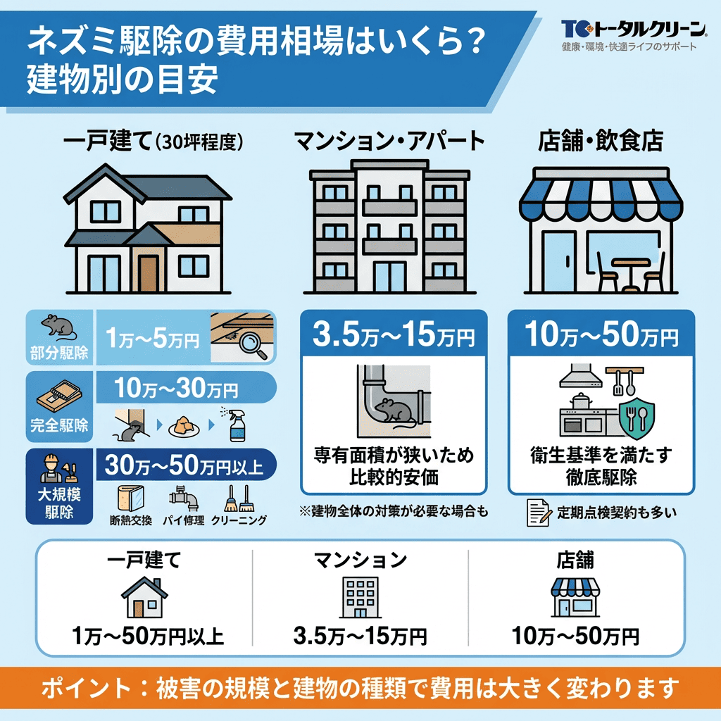 ネズミ駆除の費用相場はいくら？建物別の目安
