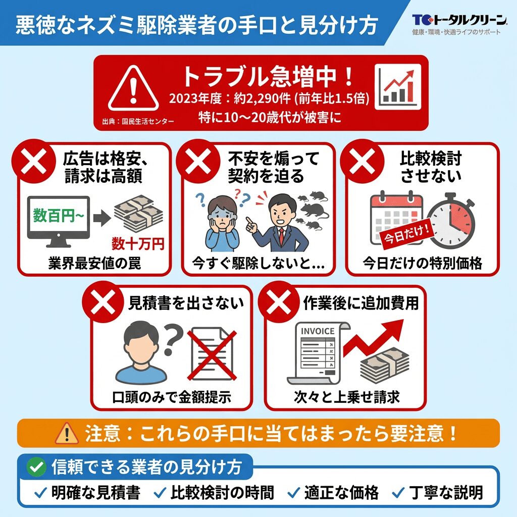 悪徳なネズミ駆除業者の手口と見分け方