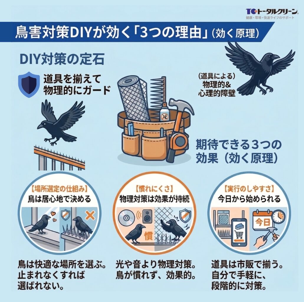 鳥害対策DIYが効く「3つの理由」