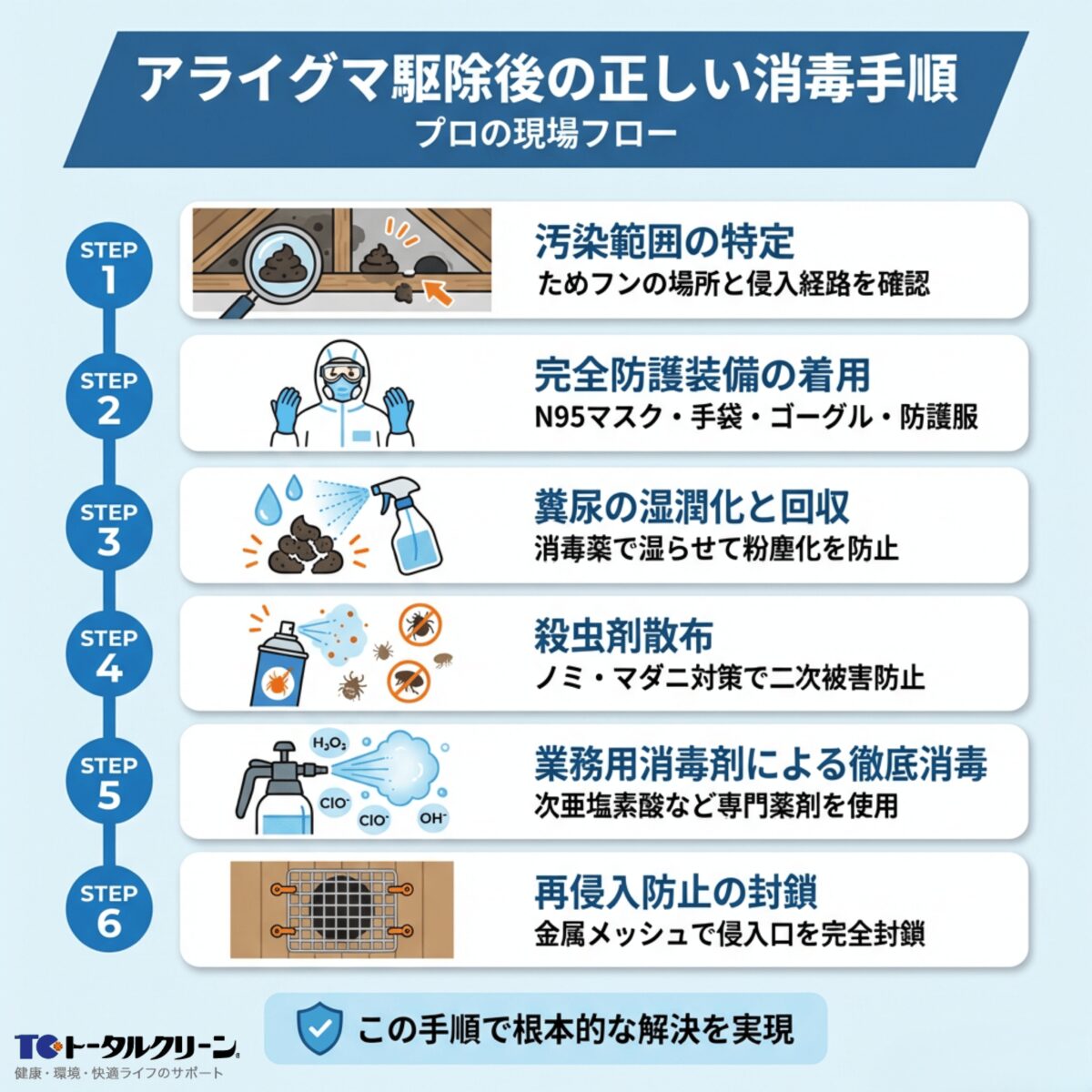 アライグマ駆除後の正しい消毒手順