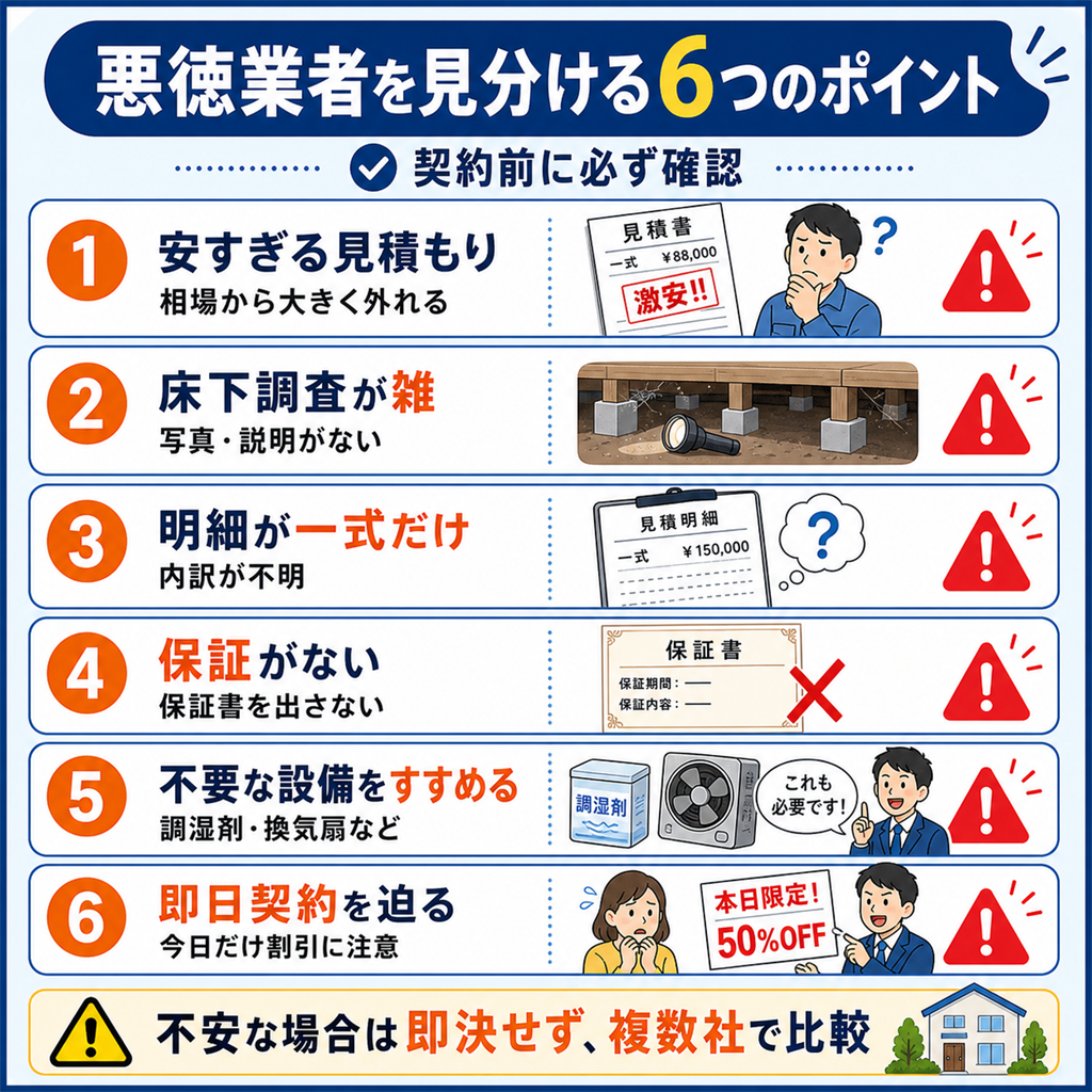 シロアリ駆除の悪徳業者・点検商法を見分ける6つのポイント (1)