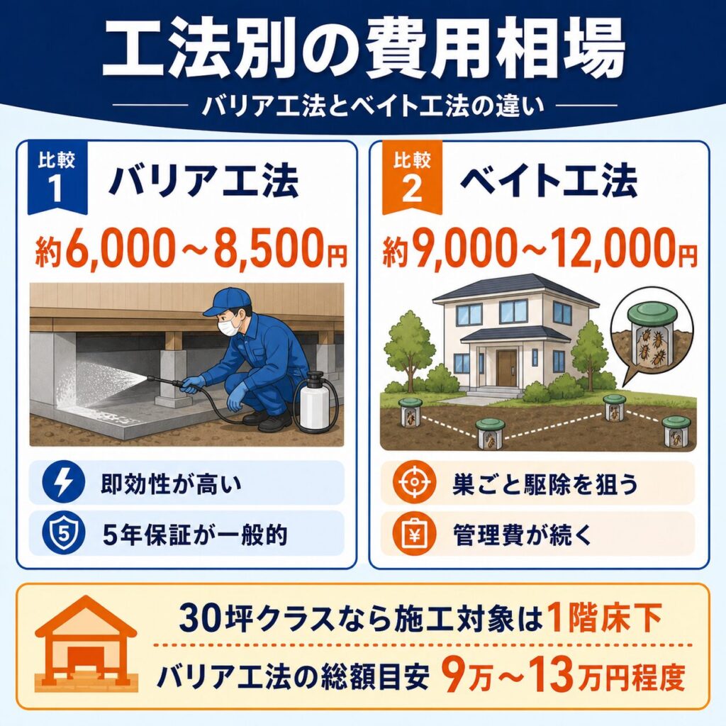 工法別の費用相場｜バリア工法とベイト工法の違い (1)