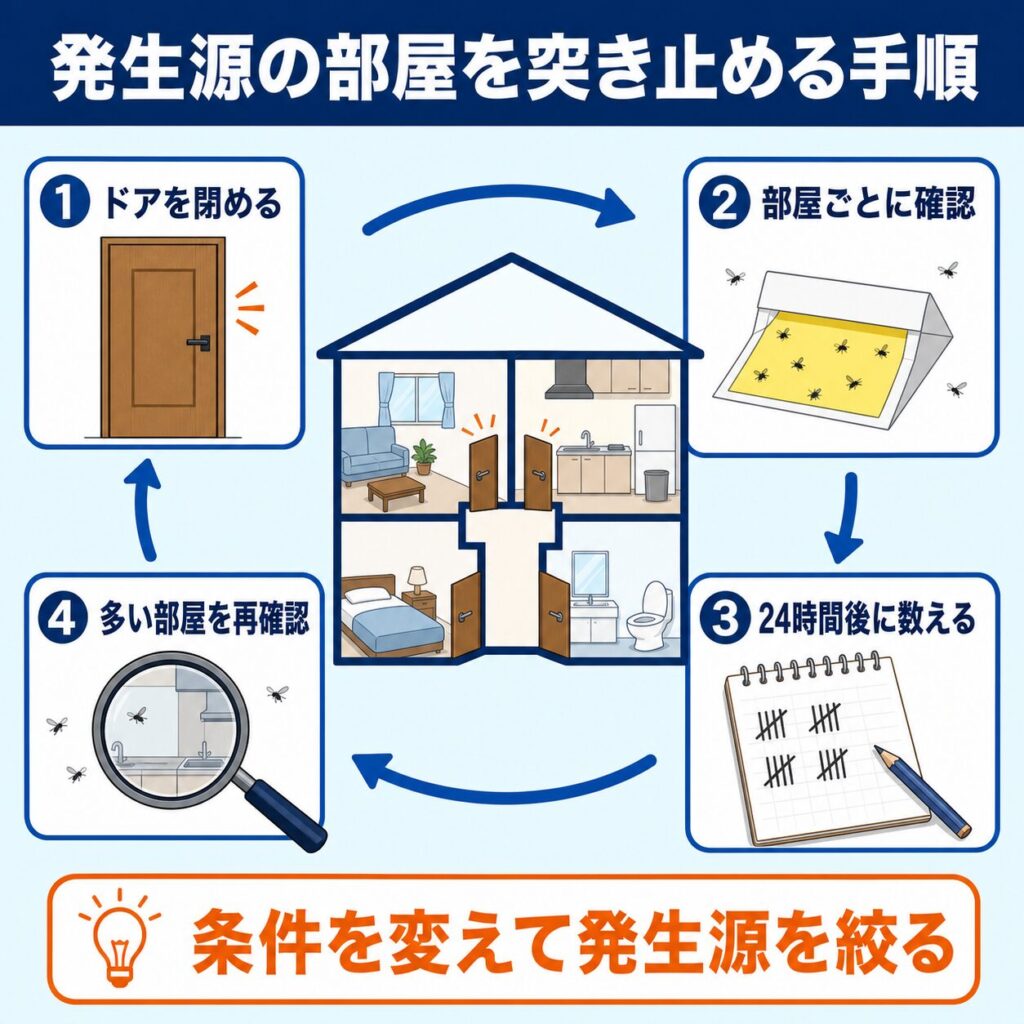 どの部屋から湧いているのかを突き止める手順