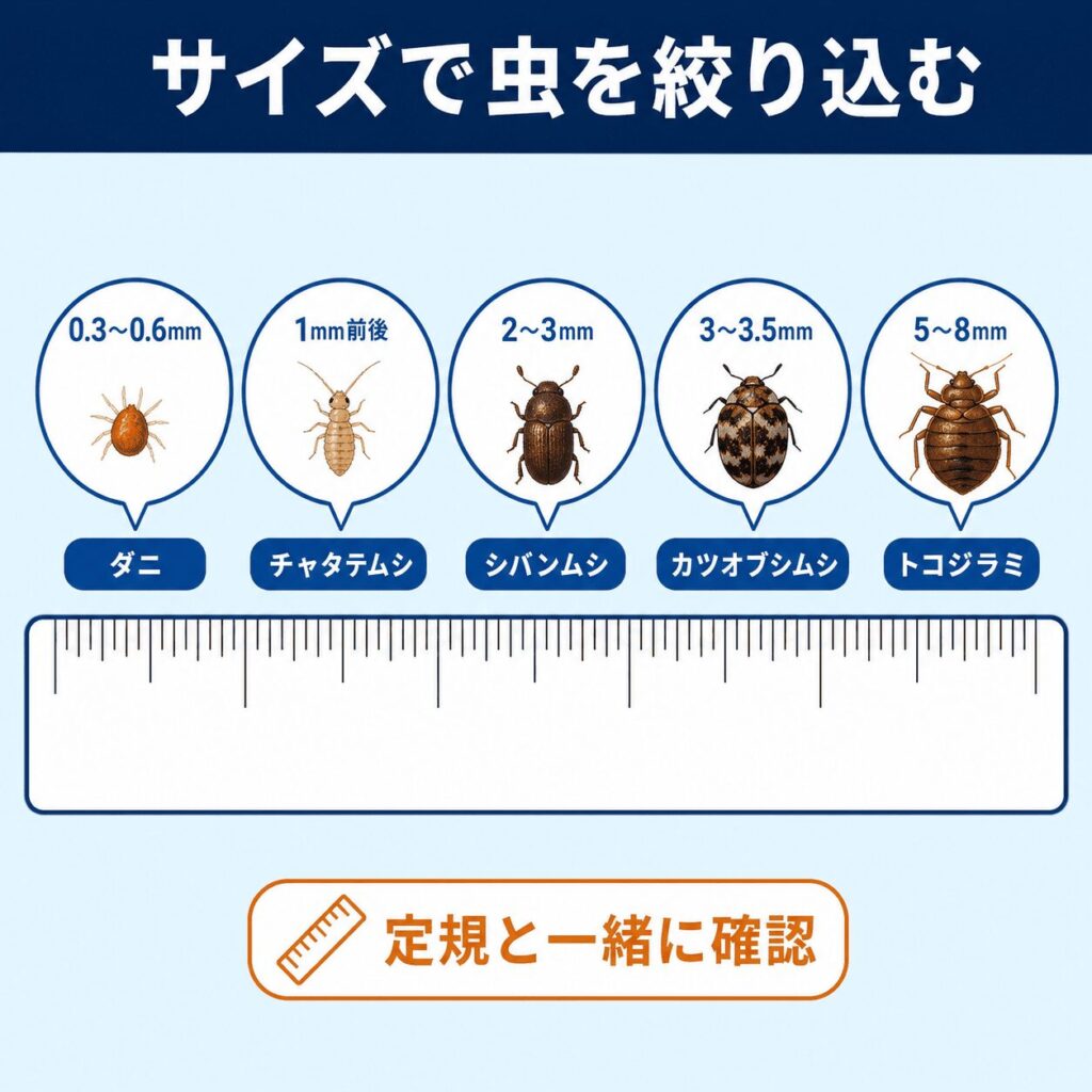 サイズを測って虫の種類を特定する方法