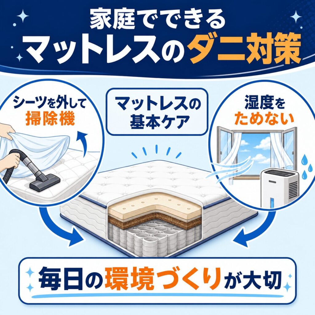家庭でできるマットレスのダニ対策
