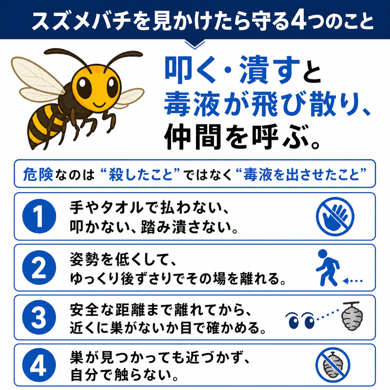 スズメバチを1匹を見かけたときの正しい対応方法