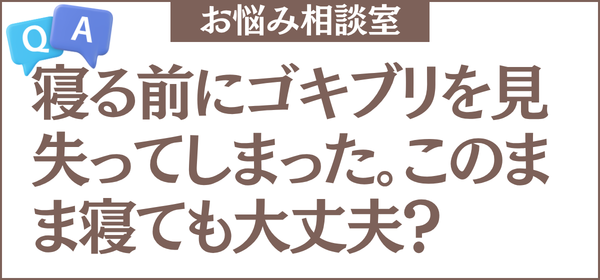寝る前にゴキブリを見失ってしまいました。このまま寝ても大丈夫でしょうか？見失った1匹が今どこにいるのかも知りたいです。