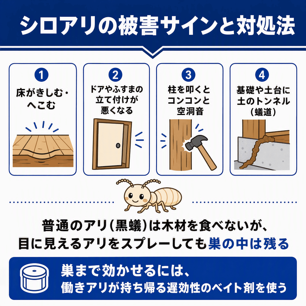シロアリ被害サインと対処方法